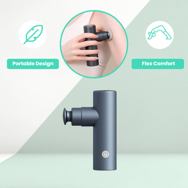 Mini massage gun in use